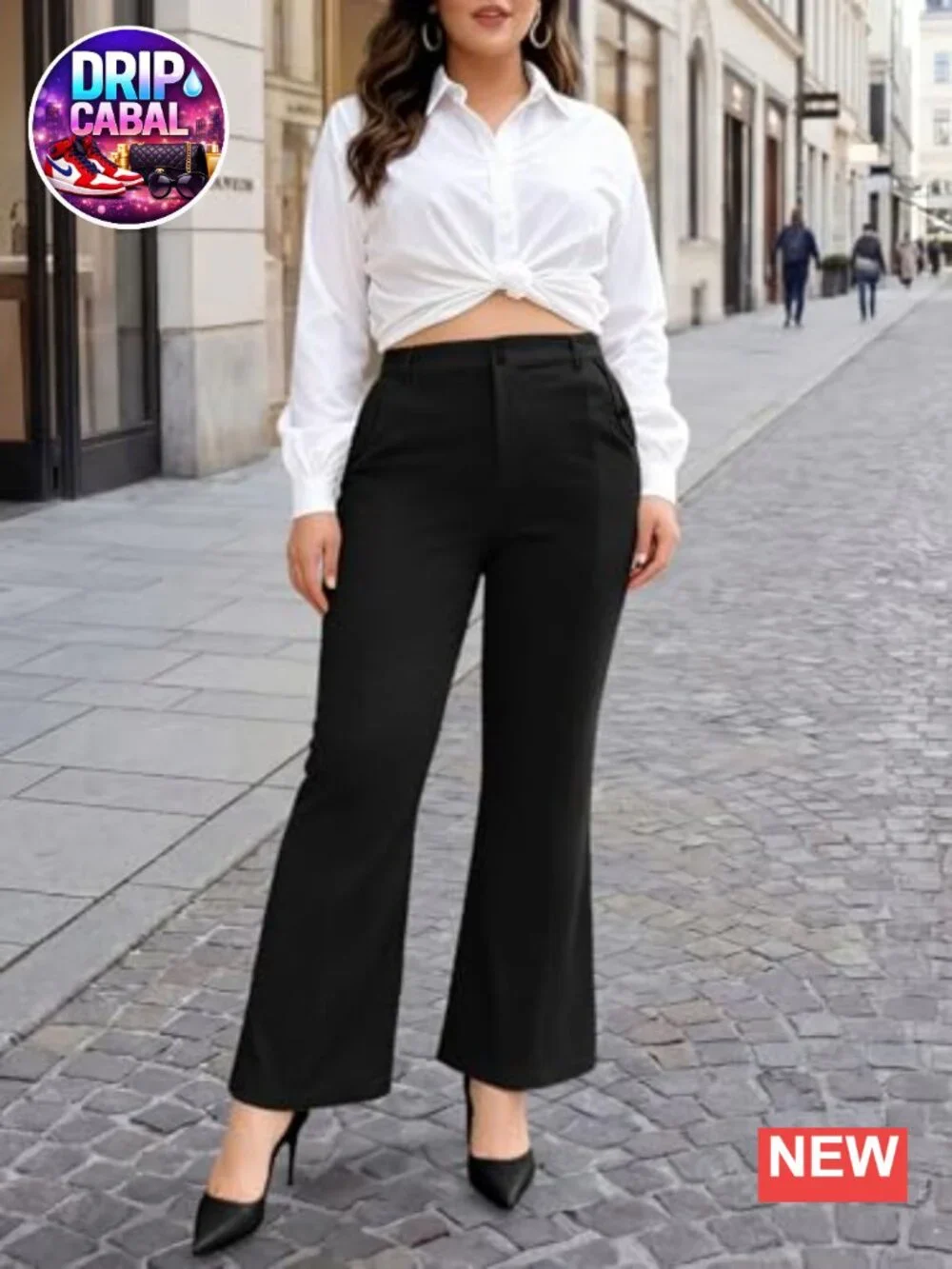 Plus Size High Waist Wide Leg Dressy Work Pants Stretch Business Casual Trousers